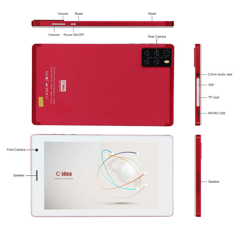 C アイデア Android タブレット 学習者向け 7インチ クアッドコアプロセッサ ROM 32GB拡張式 双カメラ CM520 (赤)