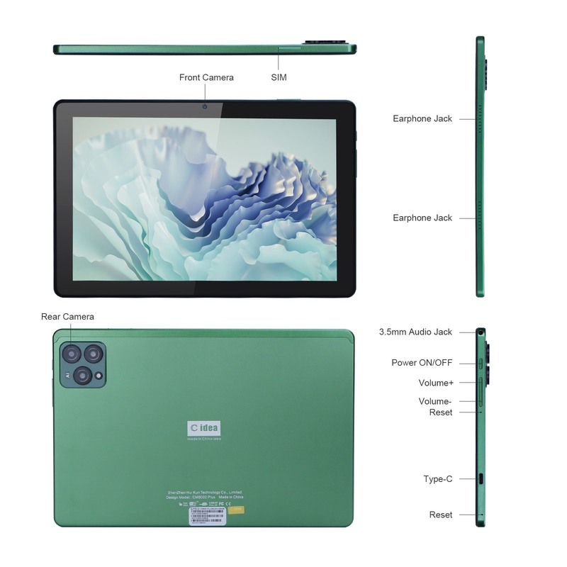 C アイデア 10インチタブレットPC 13MP+16MPカメラと 256GB拡張メモリ 高画質 IPSディスプレイ CM8000プラス