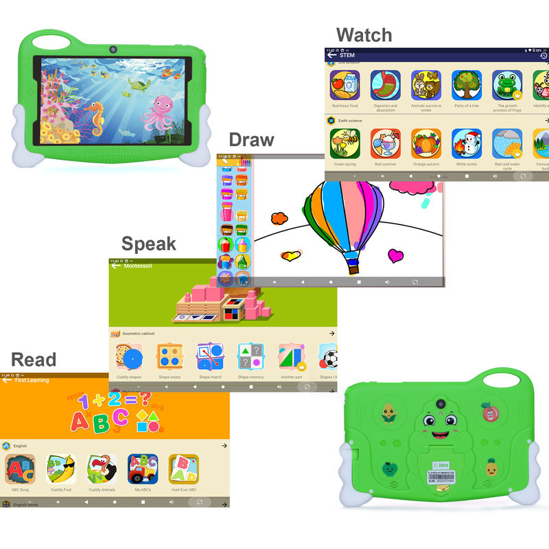 C アイデア 子供 学生 勉強 タブレット 7 インチ 可愛い 長バッテリー 32GB ストレージ 2MP + 5MP デュアルカメラ CM90 グリーン