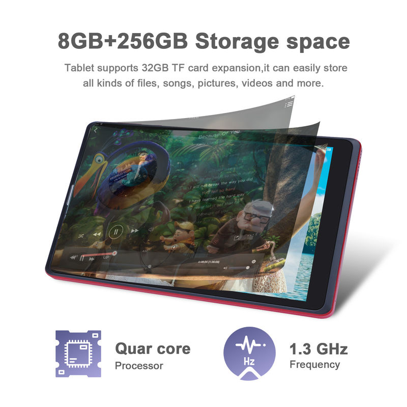 C アイデア アンドロイド 8 インチ タブレット PC 256GB 大容量 ストレージ 5MP+8MP カメラ 8000mAh バッテリー寿命 読み取り CM835 赤
