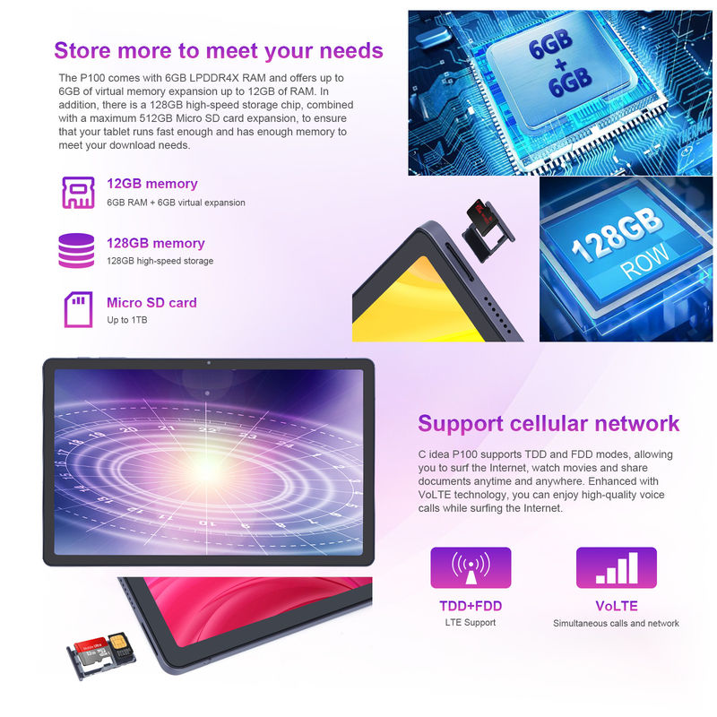 C アイデア 10.95インチ アンドロイド 13 タブレット 12GB RAM 128GB ROM モデル CM100