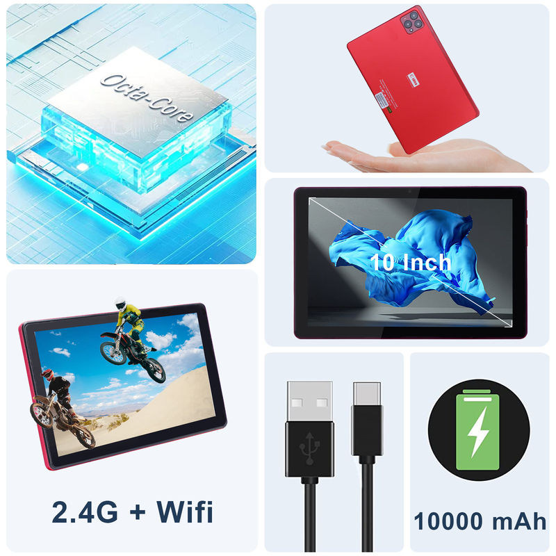 C アイデア 10インチ Android 12 タブレット 8GB RAM 256GB ROM モデル CM8000PLUS レッド
