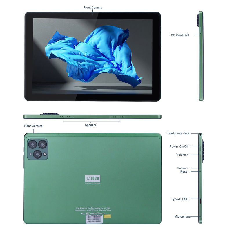C アイデア 10インチ アンドロイド 12 タブレット 8GB RAM 256GB ROM モデル CM8000PLUS グリーン