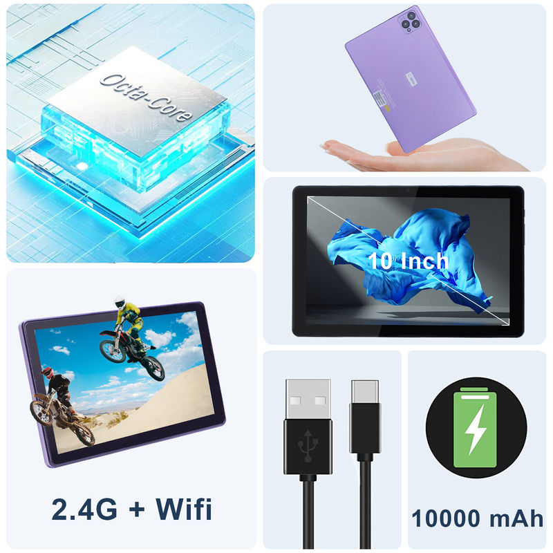 C アイデア 10インチ Android 12 タブレット 8GB RAM 256GB ROM モデル CM8000PLUS 紫