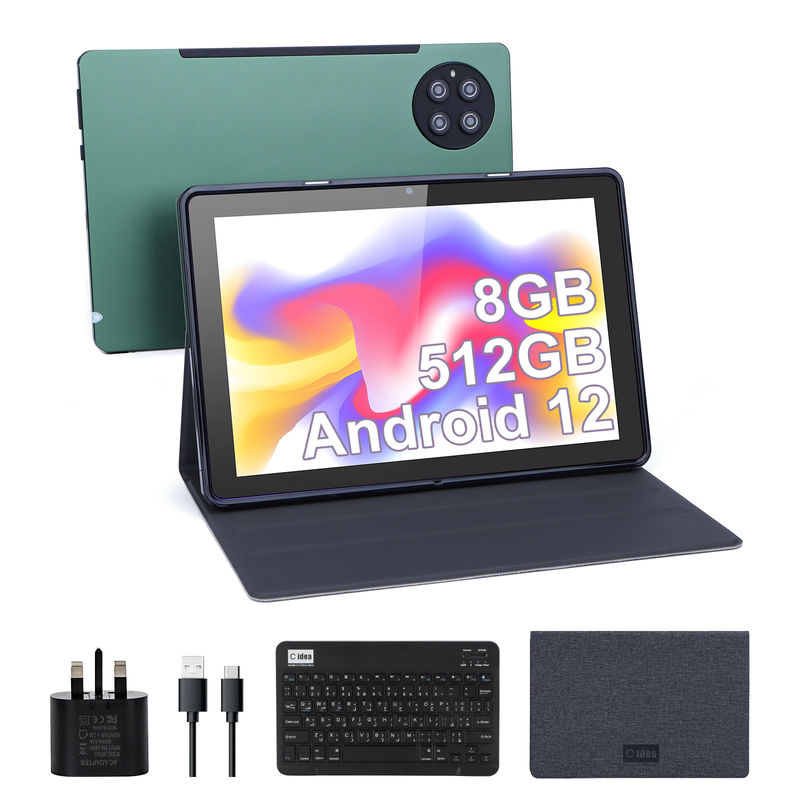 Cアイディア 9.7インチ アンドロイド 12 タブレット 8GB RAM 512GB ROM モデル CM7800 グリーン