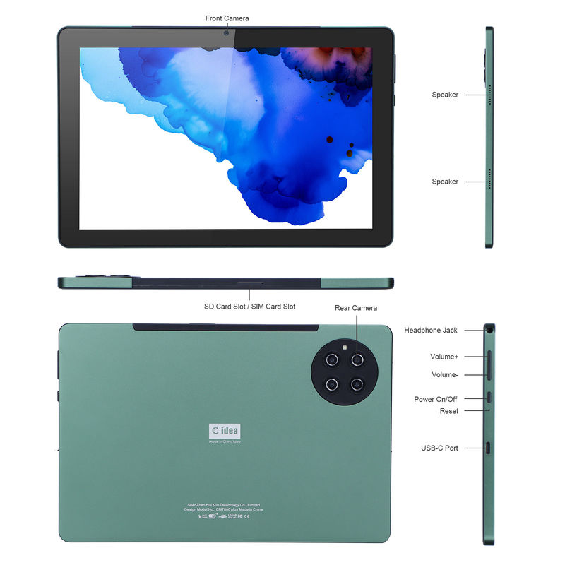 Cアイディア 9.7インチ アンドロイド 12 タブレット 8GB RAM 512GB ROM モデル CM7800 グリーン