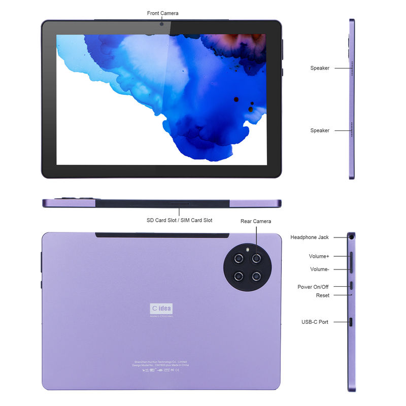 Cアイディア 9.7インチ アンドロイド 12 タブレット 8GB RAM 512GB ROM モデル CM7800 紫