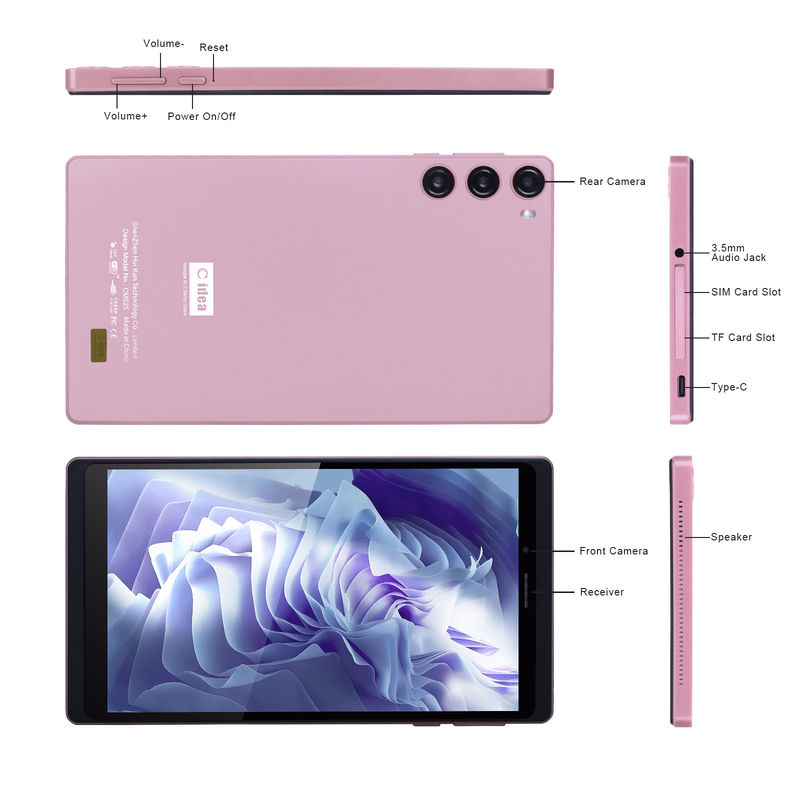 C アイデア アンドロイド 12 タブレット 6GB RAM 128GB ROM SIM付き 7インチ タブレット PC 学生用 CM525ピンク
