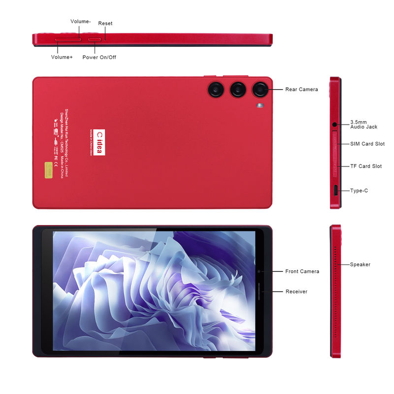 C アイデア 7 インチ タブレット 6GB RAM 128GB ROM SIM付き Android タブレット PC 学生向け CM525 赤