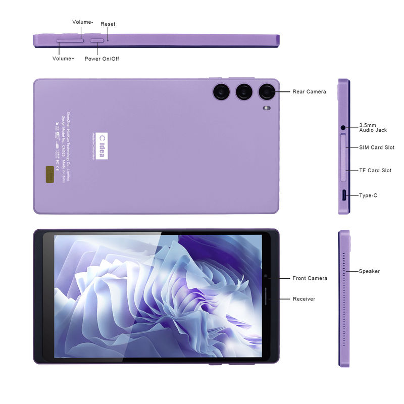 C アイデア 7インチ 6+128GB 6000mAh Android タブレット PC 学生向け SIM付き CM525 紫