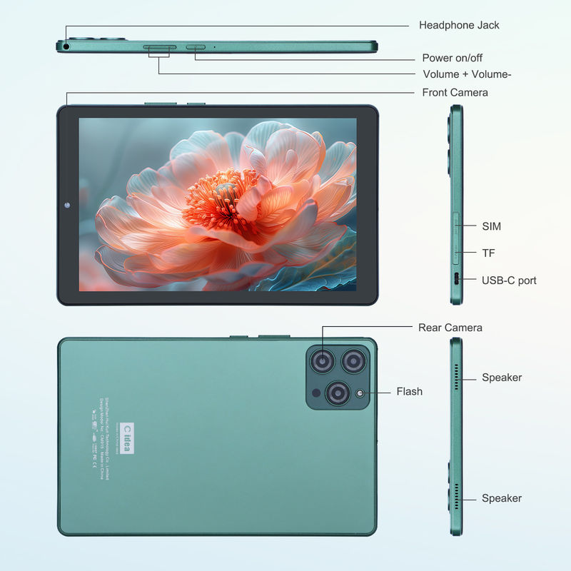 C アイデア 9インチ Android 12 タブレット 8GB RAM 512GB ROM 5MP+8MP 双カメラ WIFI タブレット SIM CM915 (緑)
