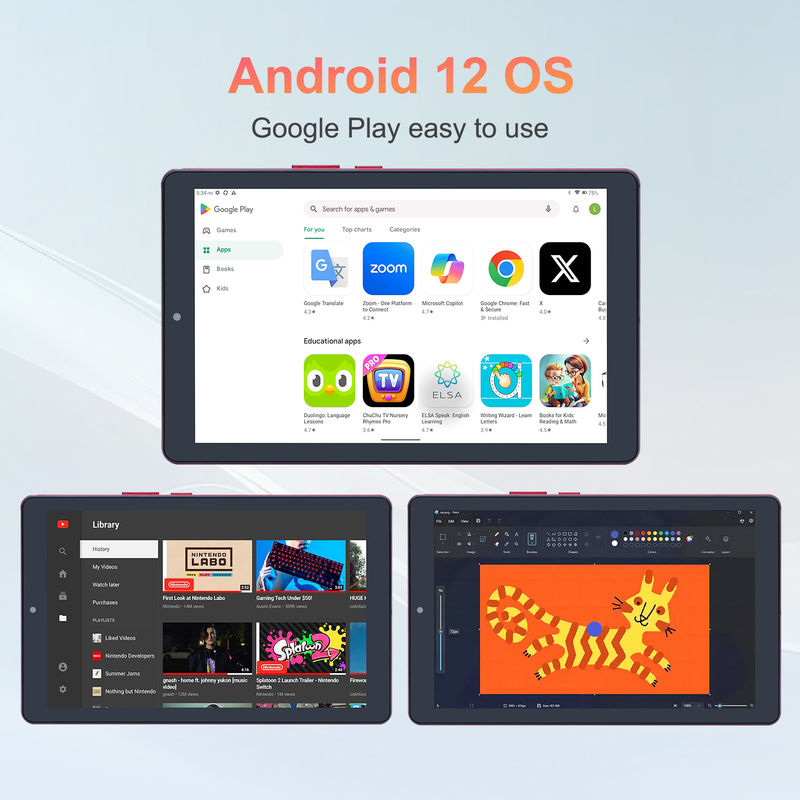 C アイデア 9インチ Android 12 タブレット 8GB RAM 512GB ROM 5MP+8MP 双カメラ WIFI タブレット SIM CM915 (赤)