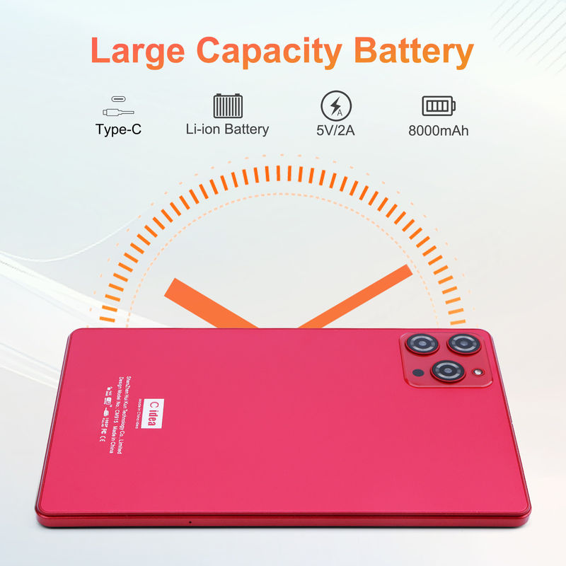 C アイデア 9インチ Android 12 タブレット 8GB RAM 512GB ROM 5MP+8MP 双カメラ WIFI タブレット SIM CM915 (赤)