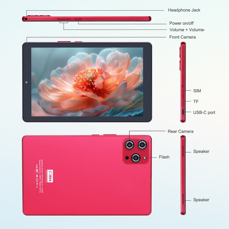 C アイデア 9インチ Android 12 タブレット 8GB RAM 512GB ROM 5MP+8MP 双カメラ WIFI タブレット SIM CM915 (赤)