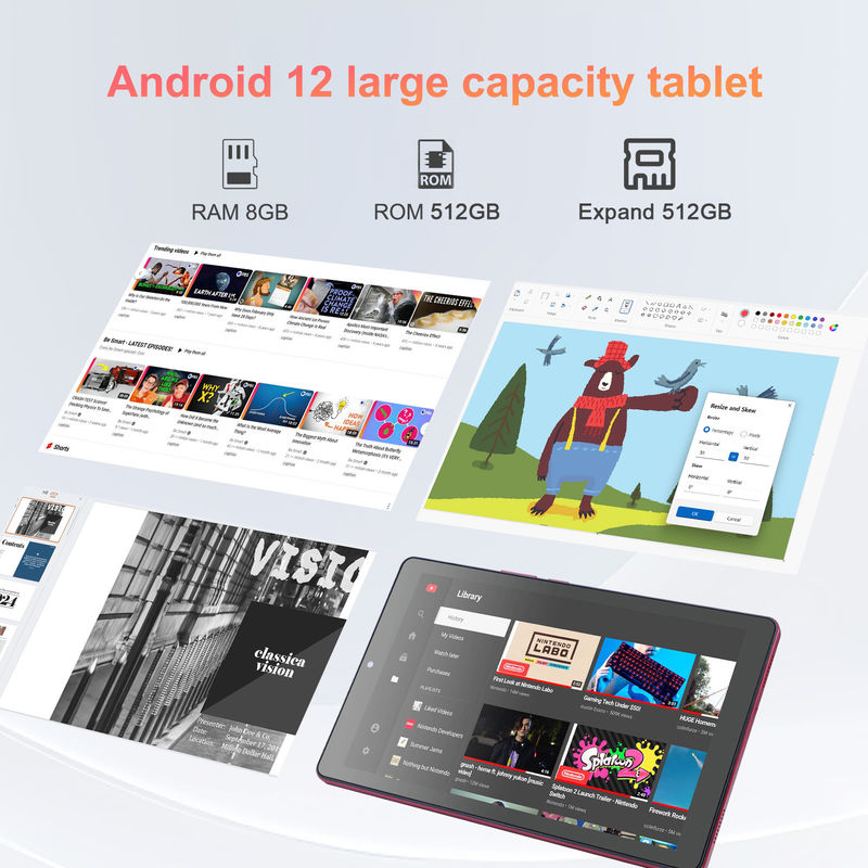 C アイデア 9インチ Android 12 タブレット 8GB RAM 512GB ROM 5MP+8MP 双カメラ WIFI タブレット SIM CM915 (赤)