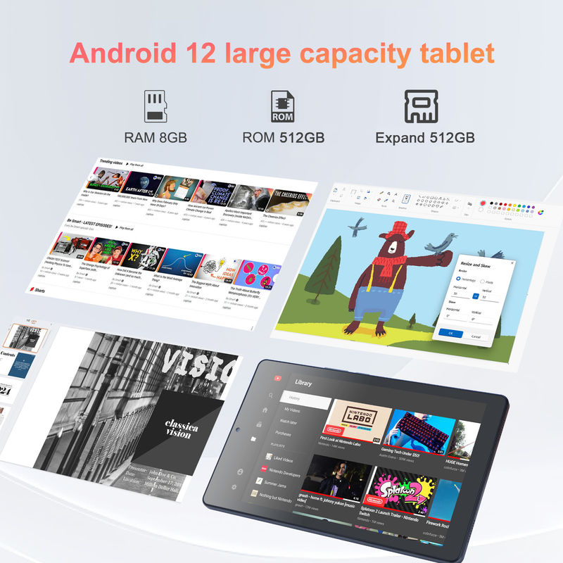 C アイデア 9インチ Android 12 タブレット 8GB RAM 512GB ROM 5MP+8MP 双カメラ WIFI タブレット SIM CM915 (グレー)