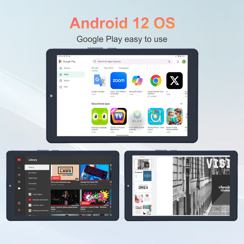 C アイデア 9インチ Android 12 タブレット 8GB RAM 512GB ROM 5MP+8MP 双カメラ WIFI タブレット SIM CM915 (グレー)