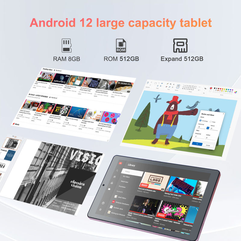 Cアイディア 9インチ Android 12 タブレット 8GB RAM 512GB ROM 5MP+8MP 双カメラ WIFI タブレット SIM CM915 (ピンク)