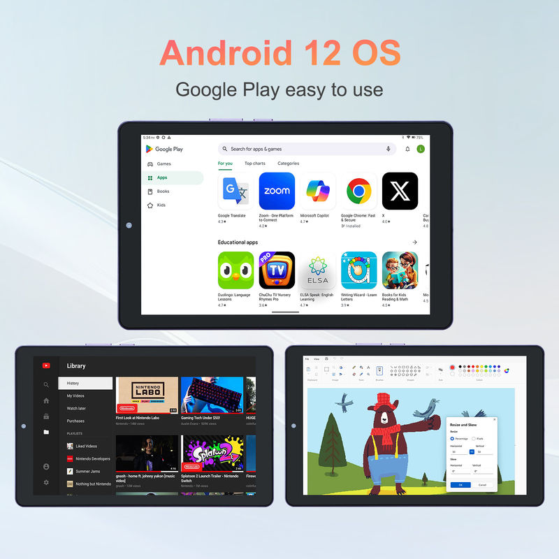 C アイデア 9インチ Android 12 タブレット 8GB RAM 512GB ROM 5MP+8MP 双カメラ WIFI タブレット SIM CM915 (紫)