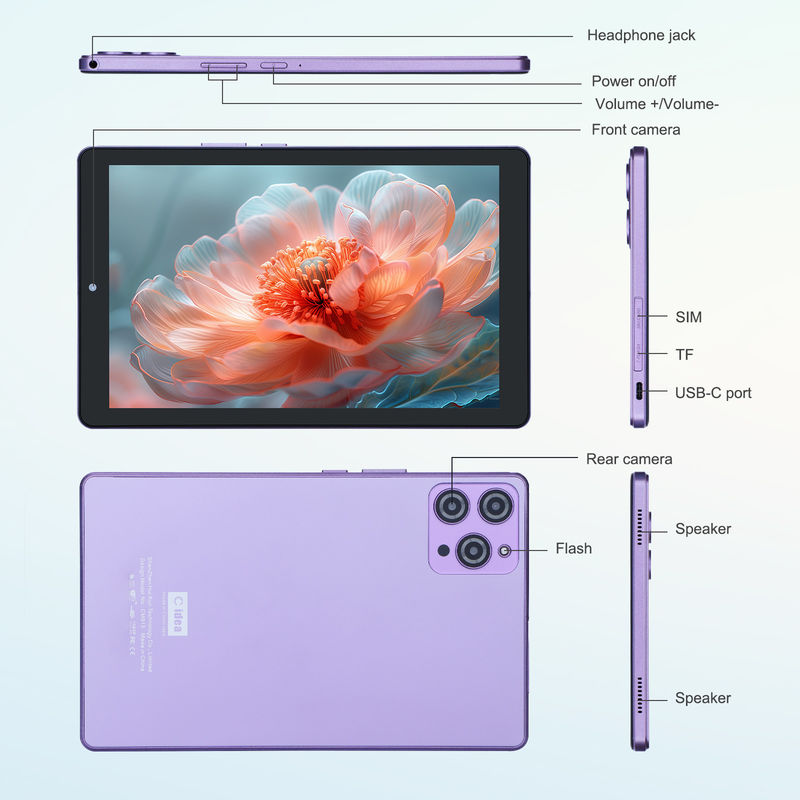 C アイデア 9インチ Android 12 タブレット 8GB RAM 512GB ROM 5MP+8MP 双カメラ WIFI タブレット SIM CM915 (紫)