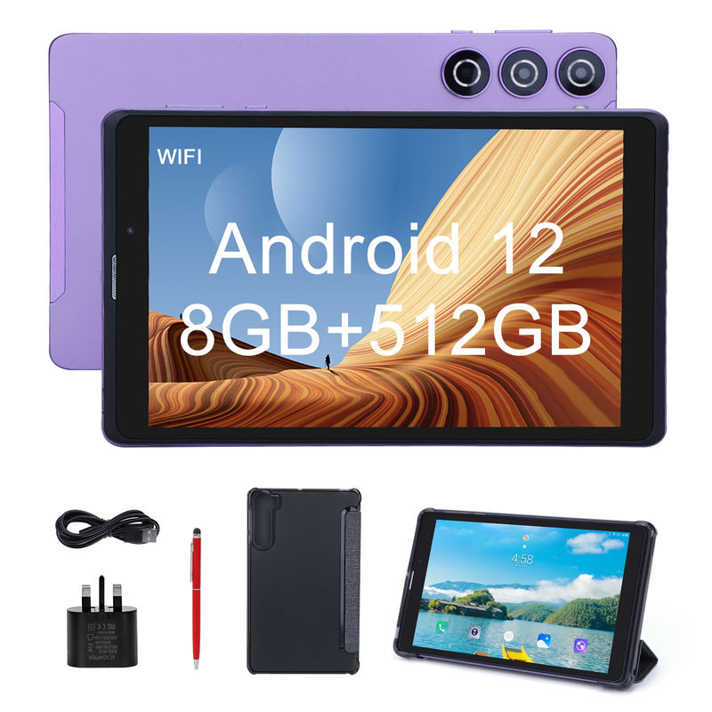 C アイデア 8インチ アンドロイド タブレット PC メーカー アンドロイド 12 クアッド コア 8GB+512GB ストレージ IPS HD ディスプレイ CM835 ((紫)