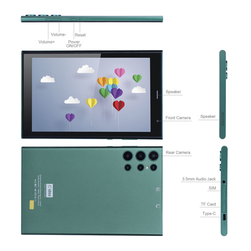 Cアイディア 8インチ Android タブレット PC 8GB RAM 512GB ROM クアッドコア 800*1280 HD タブレット WIFI/SIMカード CM822 (緑)