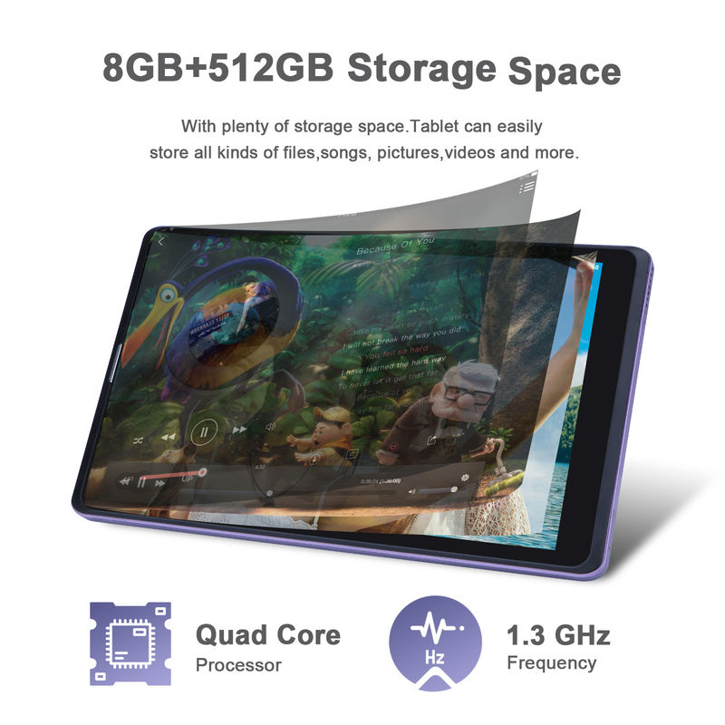 C アイデア 8インチ アンドロイド タブレット PC メーカー アンドロイド 12 クアッド コア 8GB+512GB ストレージ IPS HD ディスプレイ CM835 ((紫)