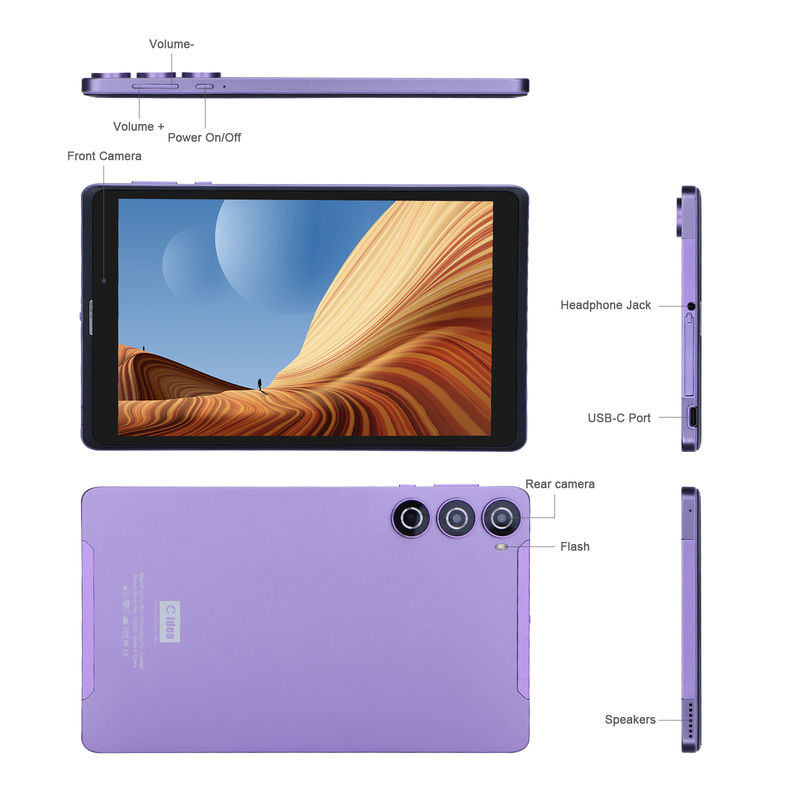 C アイデア 8インチ アンドロイド タブレット PC メーカー アンドロイド 12 クアッド コア 8GB+512GB ストレージ IPS HD ディスプレイ CM835 ((紫)