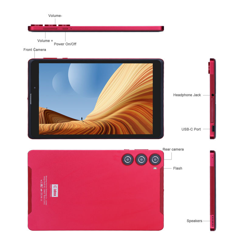 C アイデア 8インチ アンドロイド タブレット PC メーカー アンドロイド 12 クアッド コア 8GB+512GB ストレージ IPS HD ディスプレイ CM835 (赤)