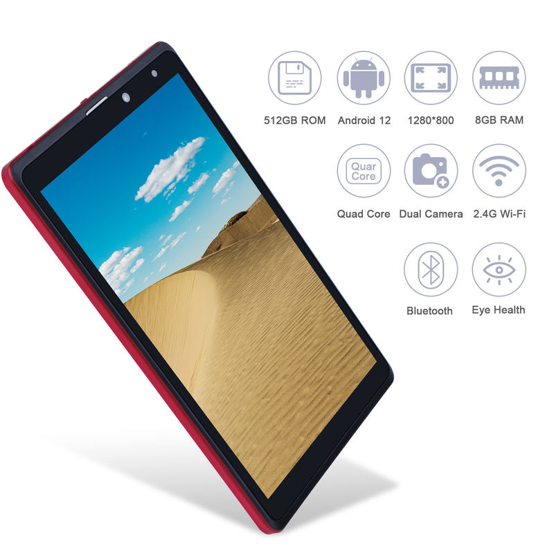 C アイデア 8インチ アンドロイド タブレット PC メーカー アンドロイド 12 クアッド コア 8GB+512GB ストレージ IPS HD ディスプレイ CM835 (赤)
