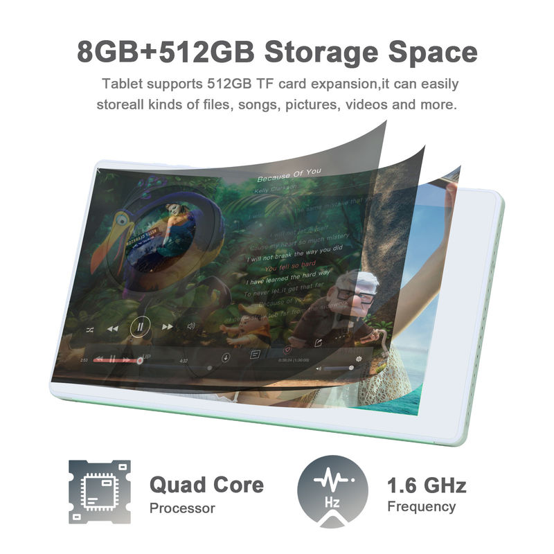 C アイデア 7インチ アンドロイド スマート タブレット 8+512GB クアッドコア WiFi タブレット HDタッチスクリーン CM513 ((緑)
