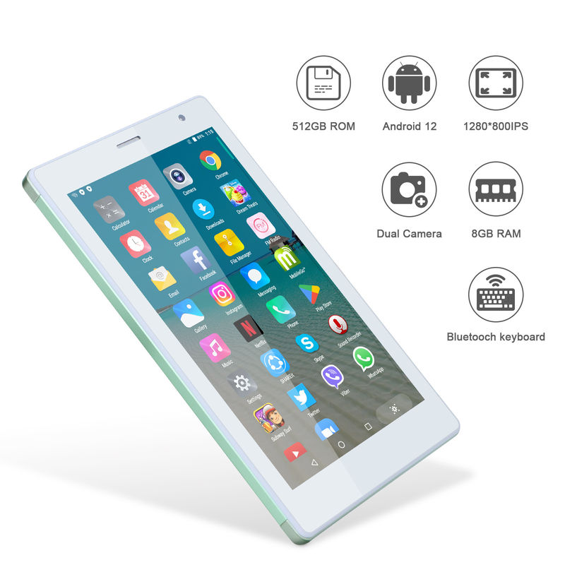 C アイデア 7インチ アンドロイド スマート タブレット 8+512GB クアッドコア WiFi タブレット HDタッチスクリーン CM513 ((緑)