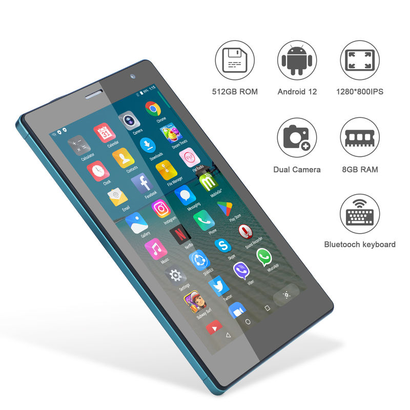 Cアイディア 7インチ アンドロイド スマートタブレット 8+512GB クアッドコア WiFi タブレット HDタッチスクリーン CM513 ((青)