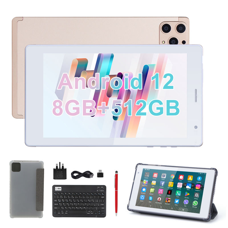 Cアイディア 7インチ アンドロイド スマートタブレット 8+512GB クアッドコア WiFi タブレット HDタッチスクリーン CM513 ((ゴールド)