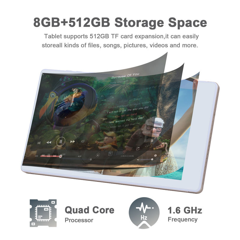 Cアイディア 7インチ アンドロイド スマートタブレット 8+512GB クアッドコア WiFi タブレット HDタッチスクリーン CM513 ((ゴールド)