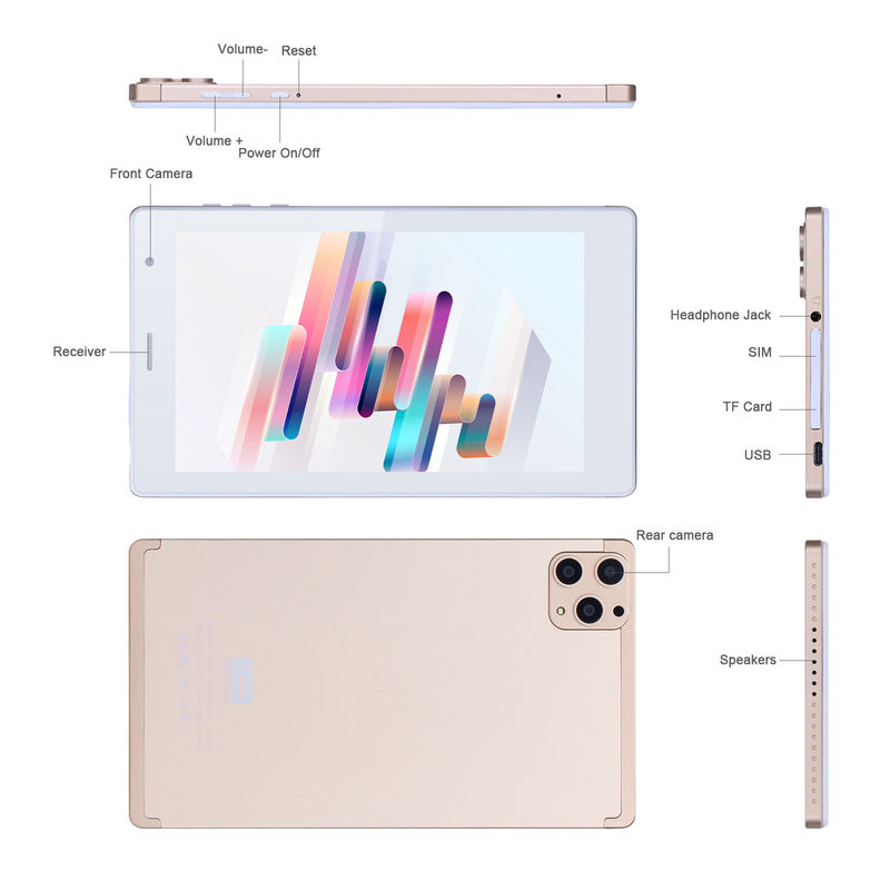 Cアイディア 7インチ アンドロイド スマートタブレット 8+512GB クアッドコア WiFi タブレット HDタッチスクリーン CM513 ((ゴールド)