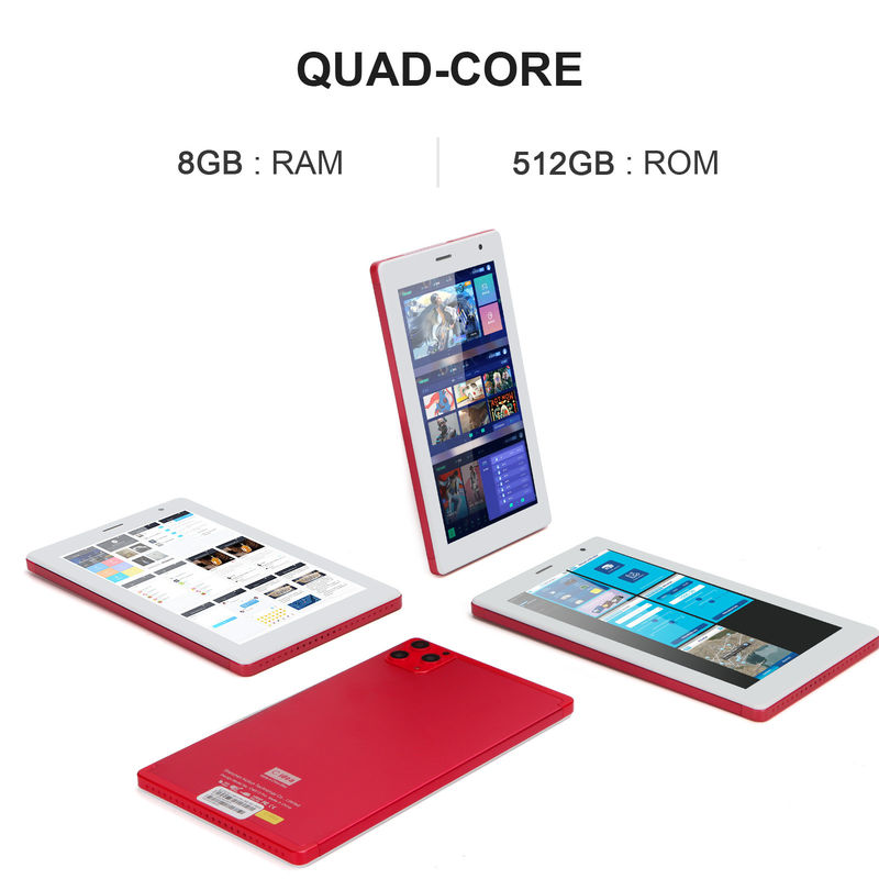 Cアイディア 7インチタブレットPC 8GB RAM 512GB ROM クアッドコアプロセッサ 双カメラWifi/BT ティーンズ用ケース CM513 (赤)