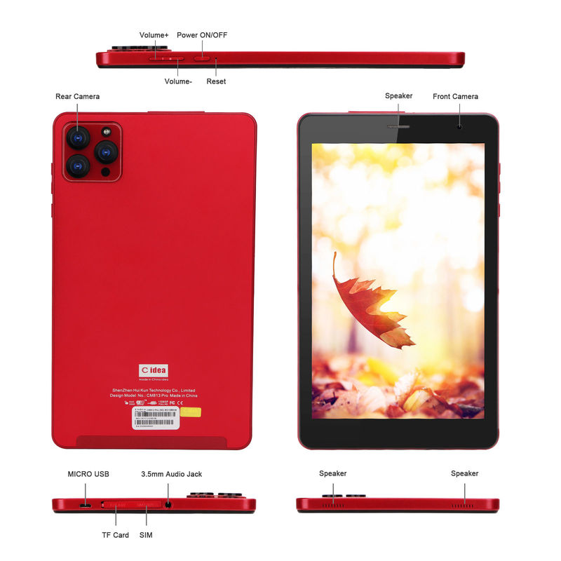 C アイデア 8インチ アンドロイド 12 タブレット 6GB RAM 512GB ROM 8000mAh バッテリー 5+8MP カメラ CM813 PRO赤