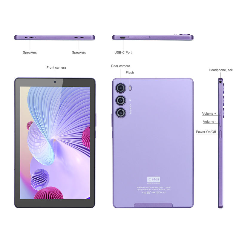 C アイデア 紫色 256GB ROM 9インチ タブレット PC 800x1280 IPS スクリーン 8000mAh 電池容量 保護ケース CM925