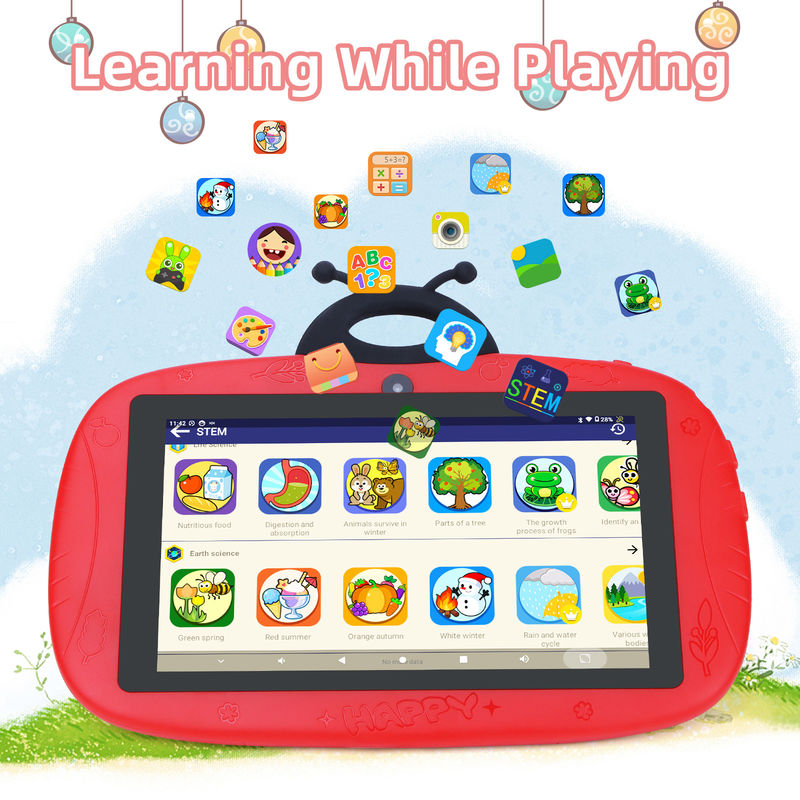 C アイデア 幼児学習 C アイデア 7インチ WIFI タブレット アンドロイド 12 32GB+32GB拡張可能ストレージ CM77赤