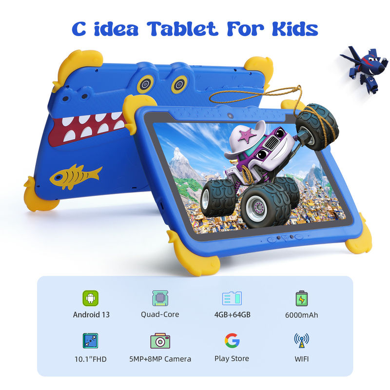 C アイデア キッズ タブ 10.1インチ Android 13 タブレット 子供用 4GB RAM 64GB ROM 保護眼 タッチスクリーン 3-8歳