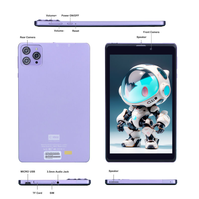 C アイディア ポータブル 8 イン アンドロイド タブレット PC 8GB RAM 512 GB アンドロイド 12 タブレット IPS HD ディスプレイ クアッドコア CM818-紫