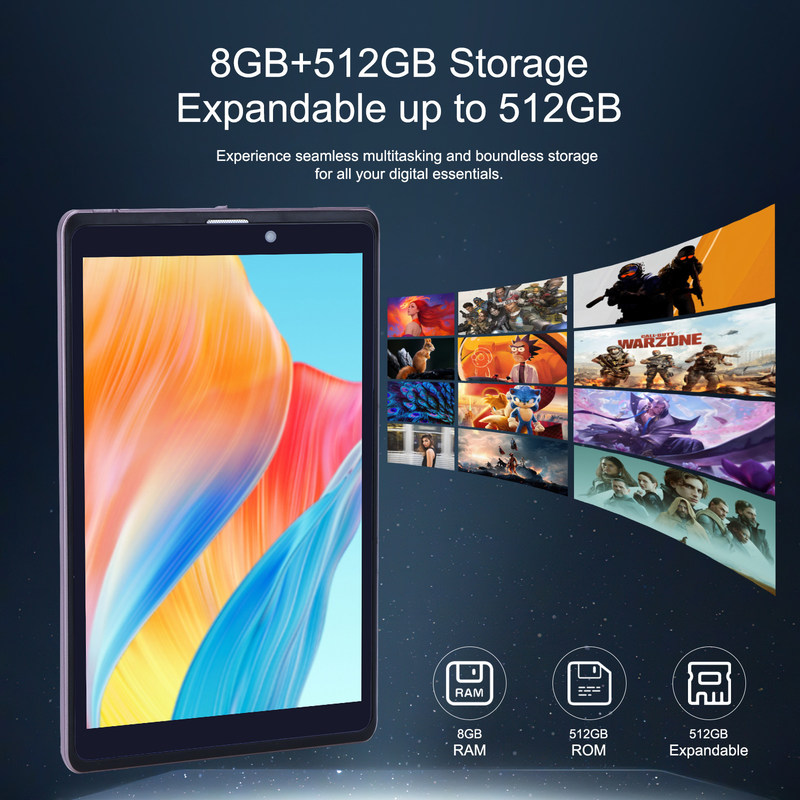 C アイデア 8インチ アンドロイド 12 タブレット 8000mAh バッテリー 5MP+8MP カメラ 8GB RAM 512GB ROM 教育学習用 CM818-ピンク
