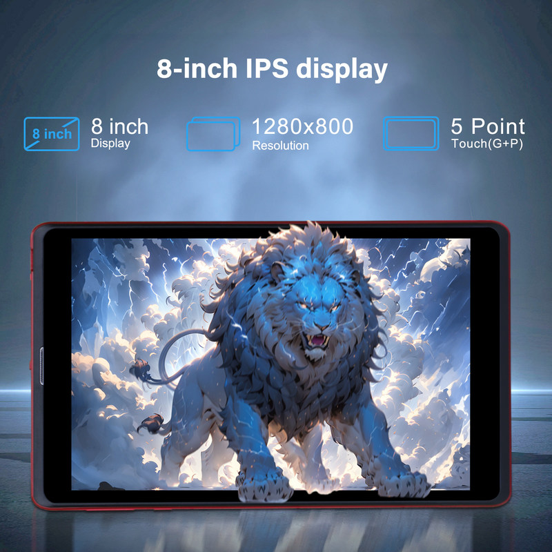 Cアイディア 8インチ Android 12 タブレット 8GB RAM 512GB ROM 8000mAh バッテリー 5+8MP ティーンズ向けカメラ SIM対応 CM818赤