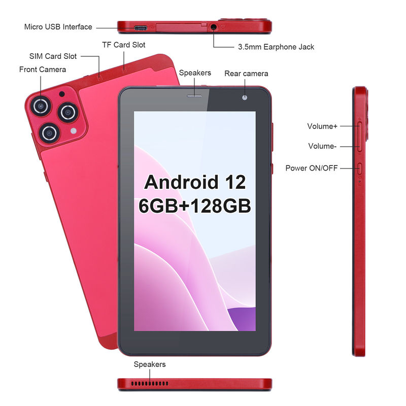 C アイデア 7インチ 小型タブレット 四コアWiFi 5G アンドロイドタブレットPC 教育用 CM515 ((赤)