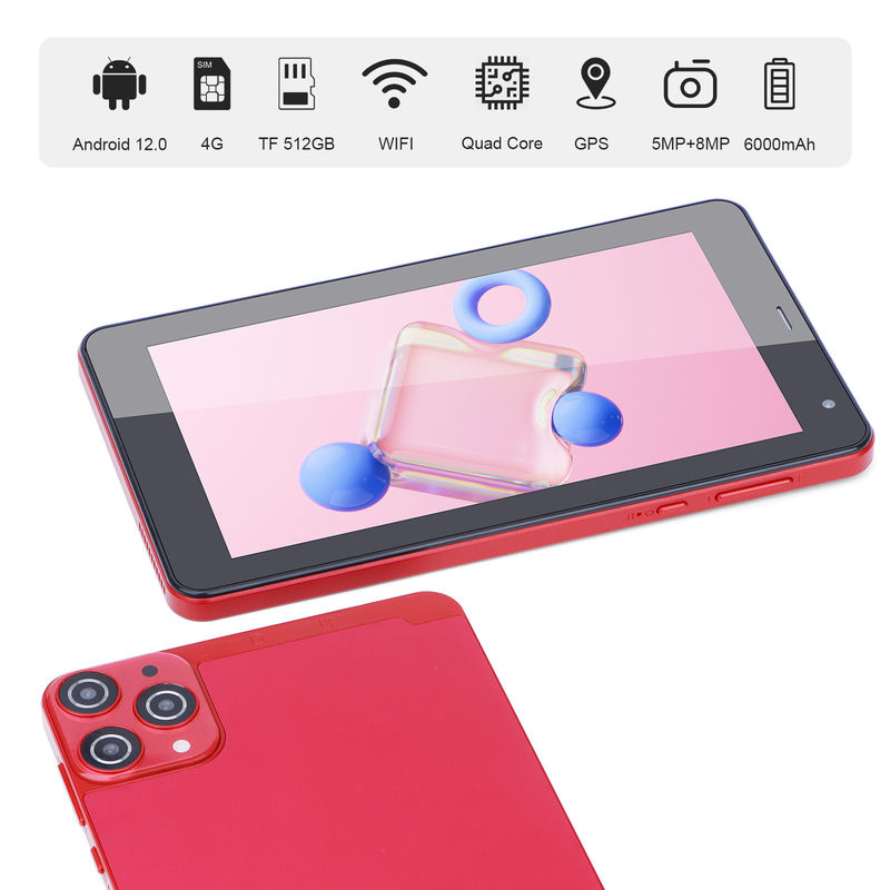 C アイデア 7インチ 小型タブレット 四コアWiFi 5G アンドロイドタブレットPC 教育用 CM515 ((赤)