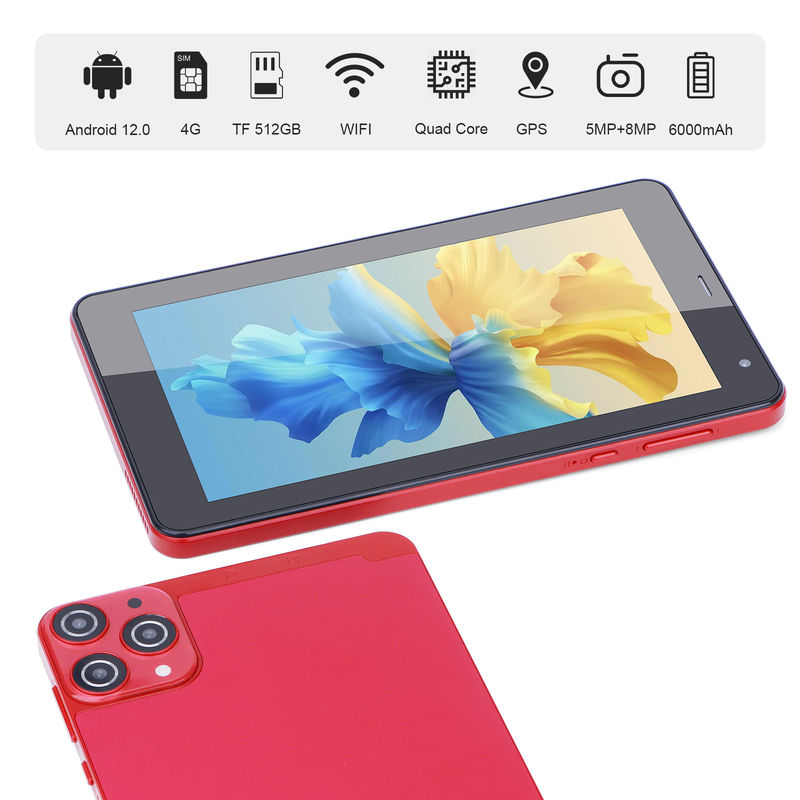 C アイデア WiFi 5G タブレット 7 インチ タブレット 6+128GB 四コアタッチスクリーン 教育用 CM515 ((赤)