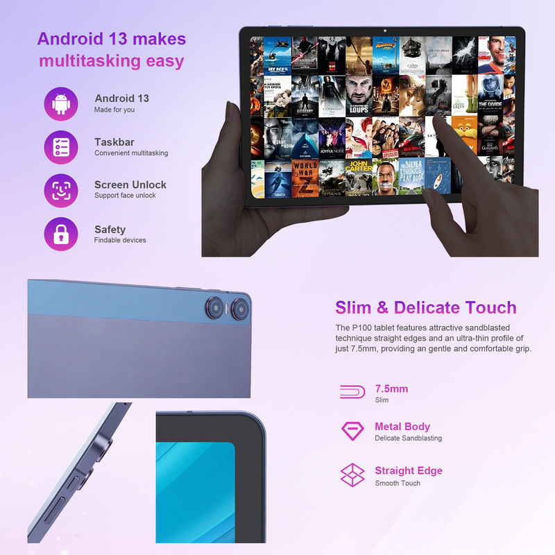 C アイデア Android 13 デュアルカメラ 5MP+13MP 1200*2000 2K画面 11インチ タブレット PC P100