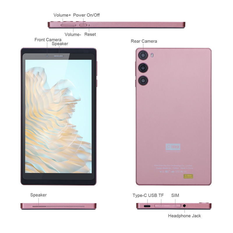 C アイデア アンドロイド 12 タブレット 6GB RAM 128GB ROM SIM付き 7インチ タブレット PC 学生用 CM525ピンク