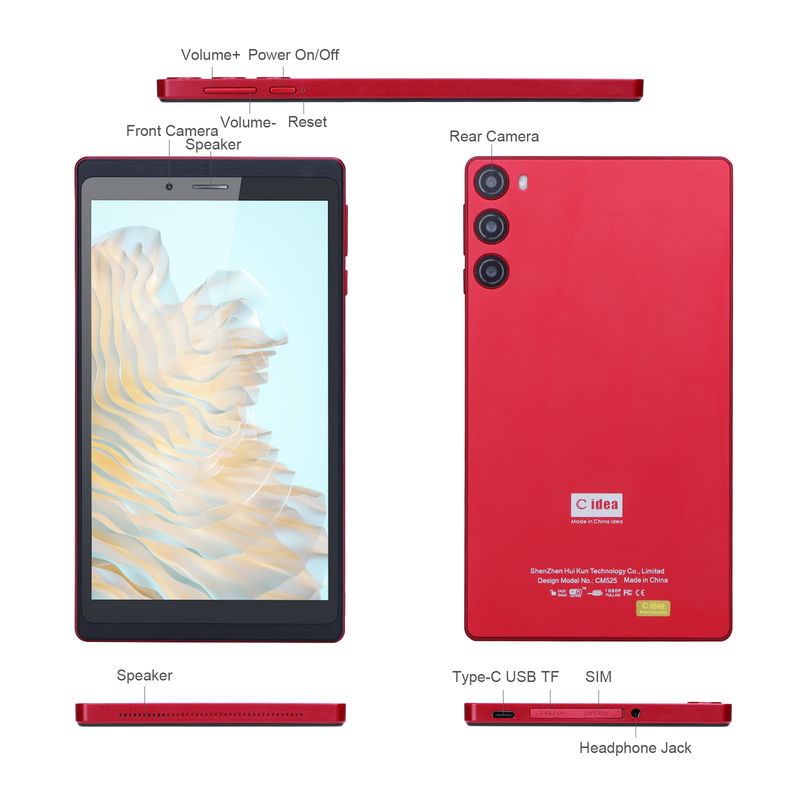 C アイデア 7 インチ タブレット 512GB SIM付き Android タブレット PC 学習のための学生 CM525 赤